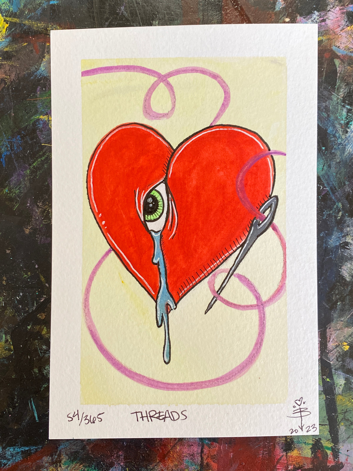 54/365 &quot;Threads&quot; - 4x6 Gouache and Ink