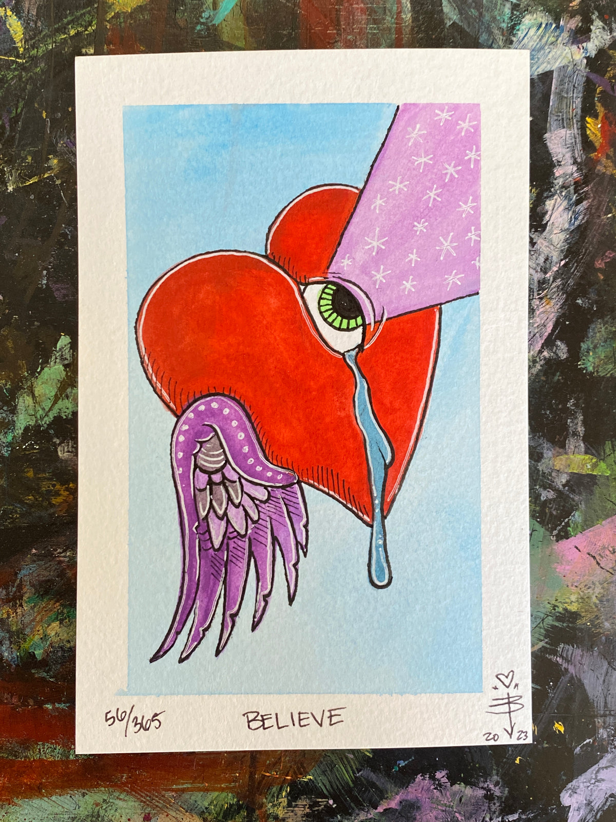 56/365 &quot;Believe&quot; - 4x6 Gouache and Ink