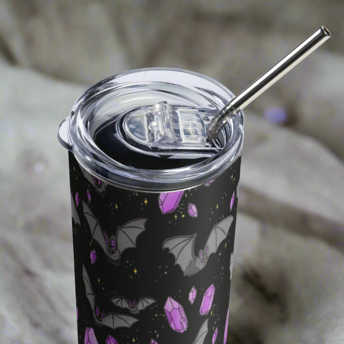 Bats &amp; Amethysts Stainless Steel Tumbler